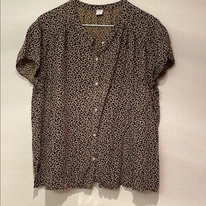 Leopard Print Button-Up Blouse